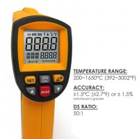 Дигитален инфрачервен термометър 1650 °C, снимка 5 - Други инструменти - 33285978