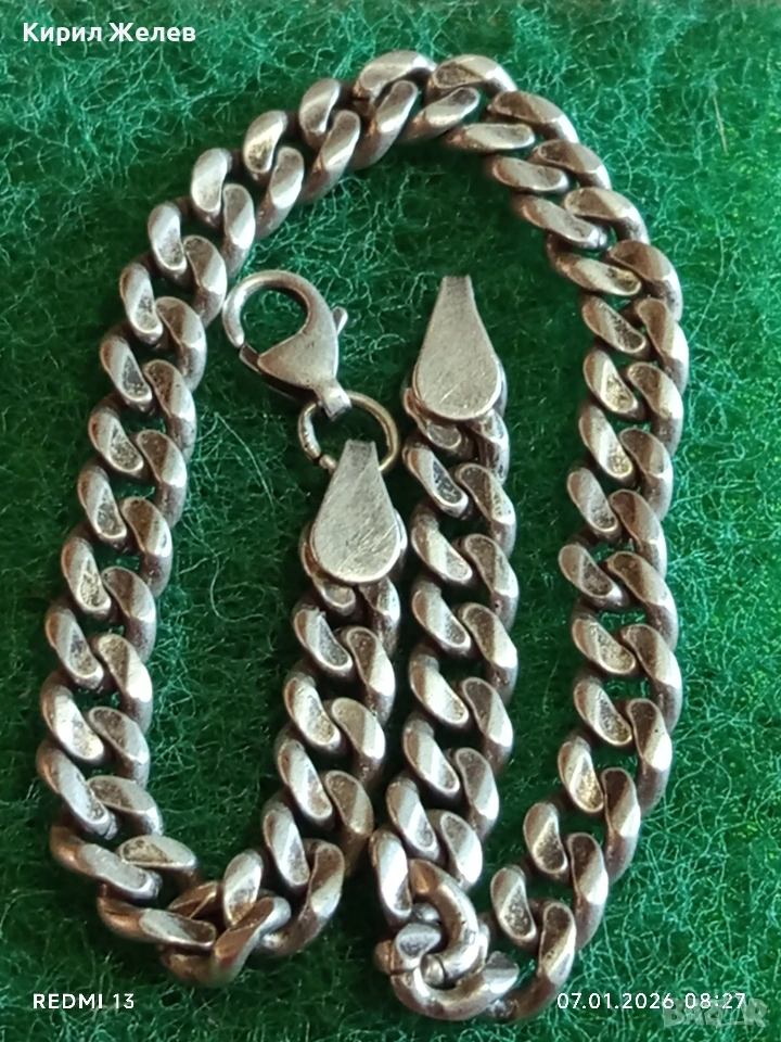 Сребърна гривна плетка тип КУБИНСКА класически и елегантен дизайн 16231, снимка 1