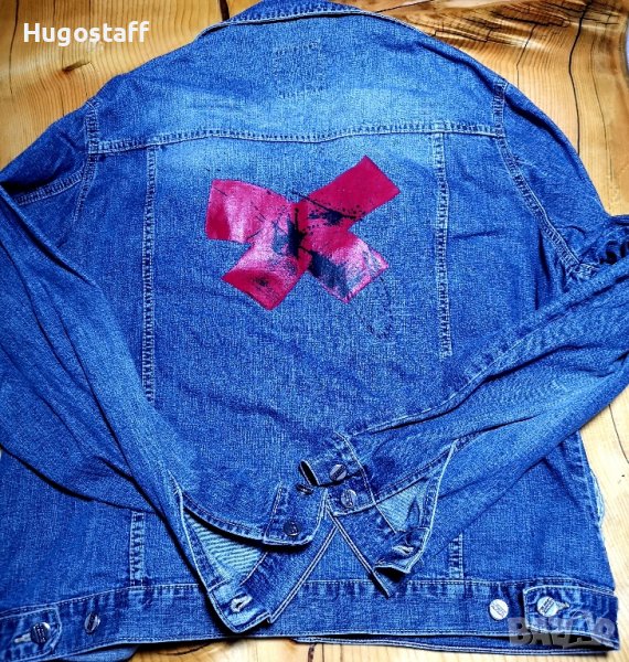 Мъжки оригинални винтидж маркови дънкови якета графити надписи М L Xl, снимка 1