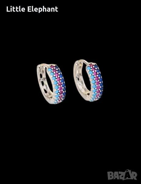 Innovation Сребърни обеци халки triple coloured/нови, снимка 1