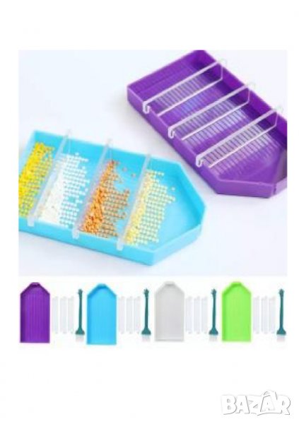 Тавичка за мъниста с 3 прегради лилава, снимка 1