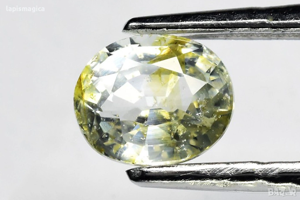 Светлозелен сапфир - нетретиран 0.69ct, овална шлифовка 5.3x4.5mm, снимка 1