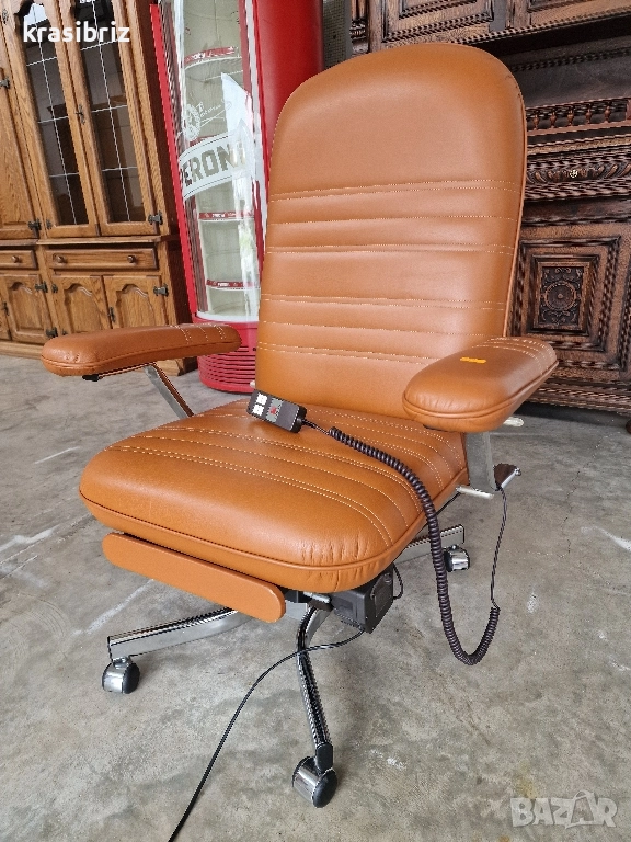 Релаксиращ Електрически Стол-Естествена Кожа-внос от Германия!, снимка 1