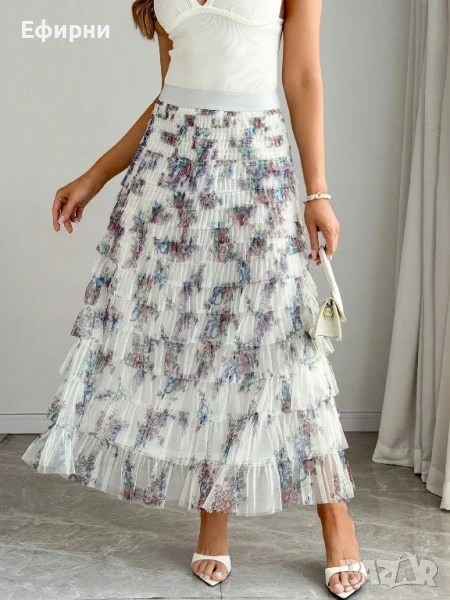 Дълга пола, Флорална пола,Дантелена пола, Елегантна пола, Романтична пола, Лятна пола,, снимка 1