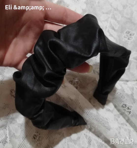 Черна набрана диадема имитация на кожа, снимка 1
