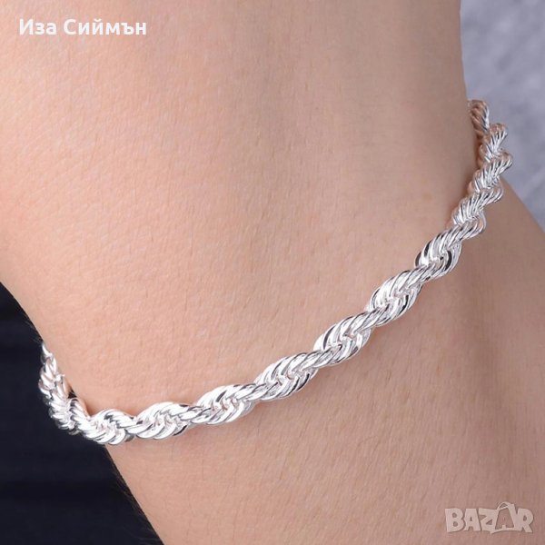 Сребърна гривна оплетка, снимка 1
