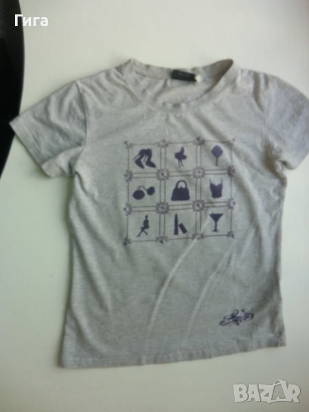 Сива тениска на лилави фигурки, снимка 1