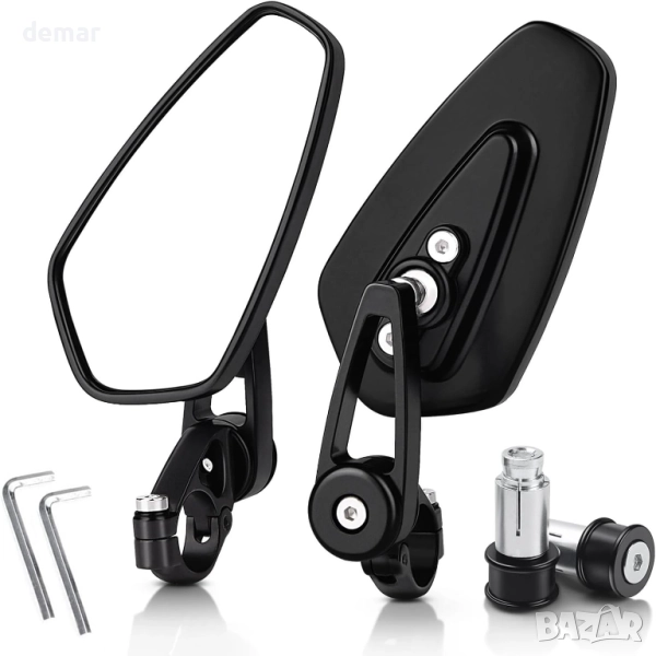 Универсални огледала за мотоциклети AULESSE 7/8 инча, огледала за кормило за мотоциклет, снимка 1