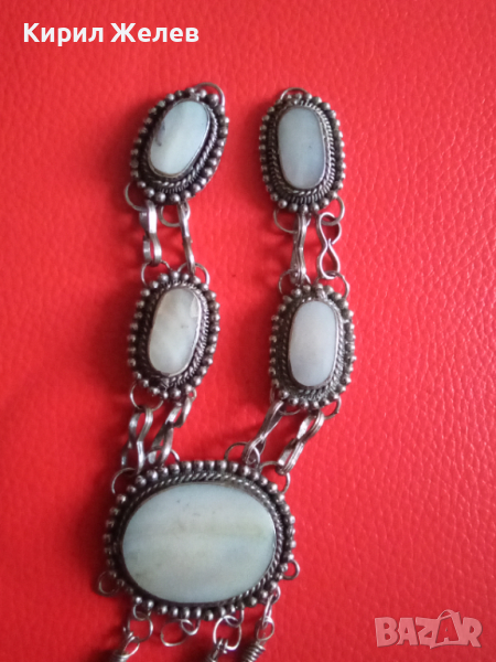 САЧАНЕНА с БЯЛ ИВИЧЕСТ АХАТ ОРИЕНТАЛСКА СТАРИНЕН СТИЛ ОГЪРЛИЦА 5022, снимка 1