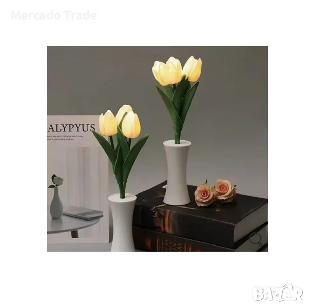 Декоративна LED лампа Mercado Trade, Лалета, Батерии, 31см., снимка 1