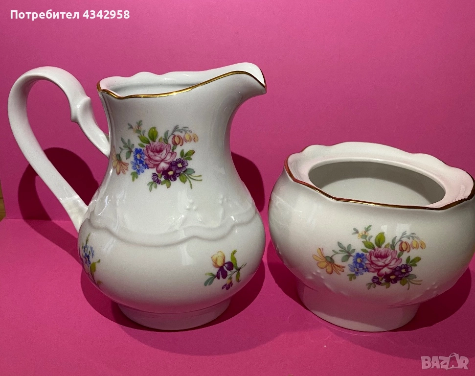 Kahla.Germany.1960-те.Кана за мляко и захарница., снимка 1