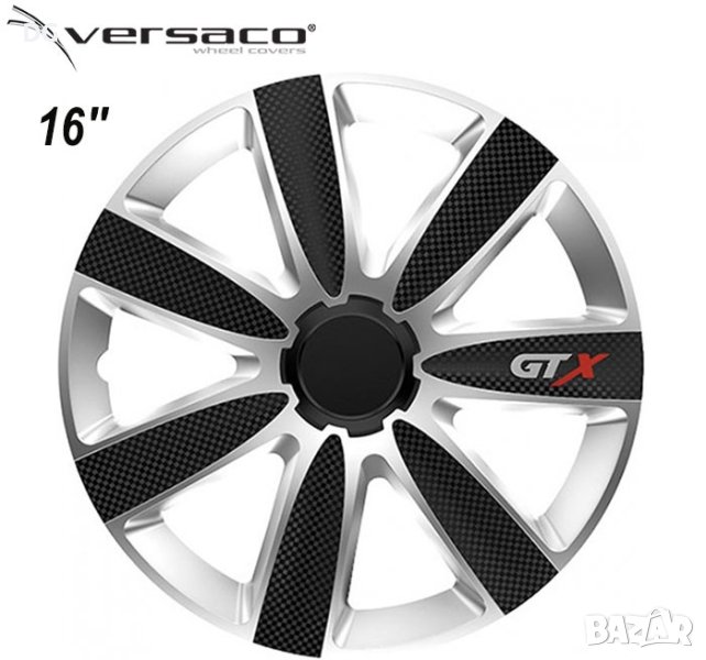  Тасове за джанти 16'' Versaco Carbon GTX - Black / Silver, снимка 1