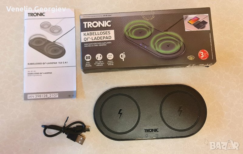 Безжично магнитно зарядно за 2 телефона TRONIC KABELLOSES QI lADEPAD, снимка 1