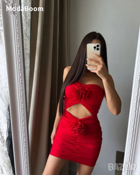 Червена къса дамска рокля , снимка 1