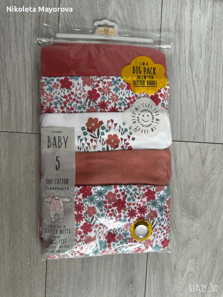 5бр Ромпъри за момиче 3-6м, снимка 1