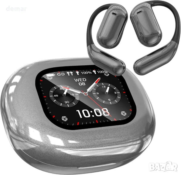 Слушалки за превод в реално време, AI преводач, безжични Bluetooth 5.4, 144 езика, IPX6, сиви, снимка 1