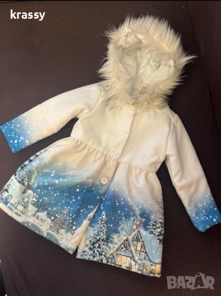 Страхотно детско палто с красива зимна приказка (размер 104 см), снимка 1