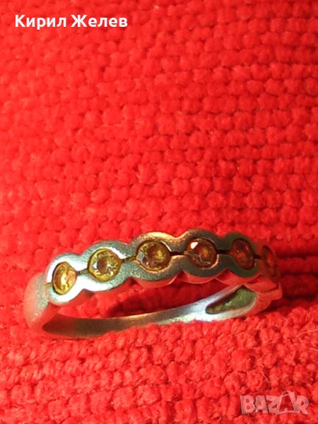 Стар СКЪПОЦЕНЕН СРЕБЪРЕН ПРЪСТЕН СРЕБРО 925 АНГЛИЯ с ЮВЕЛИРНО ФАСЕТИРАН ЖЪЛТ ЗЛАТЕН ТОПАЗ 39895, снимка 1