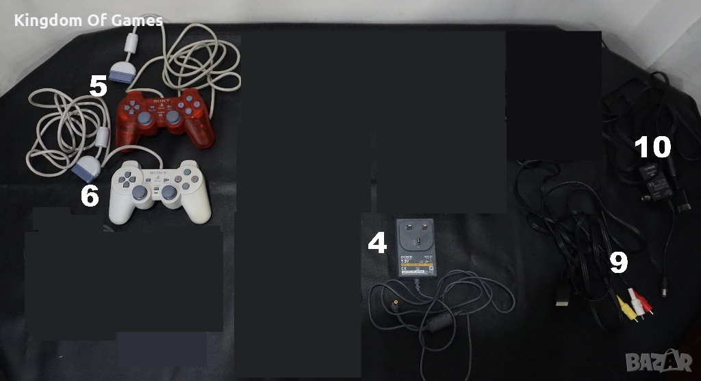 Два Оригинални PS1 Контролера/Оригинален Захранващ Адаптер за PS1/Оригинален AV Кабел за PS1 и PS2/, снимка 1