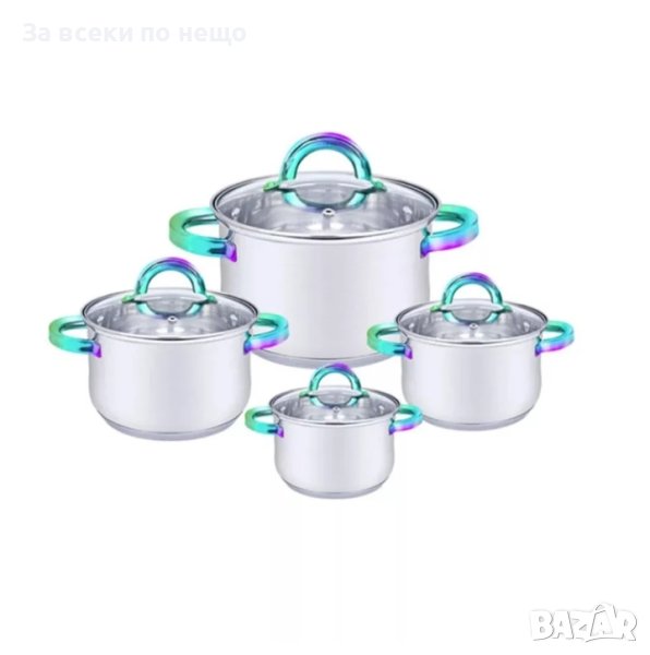 ✨Комплект тенджери HAUS ROLAND , HR-133-3 , 4 броя, С капак, Инокс, снимка 1