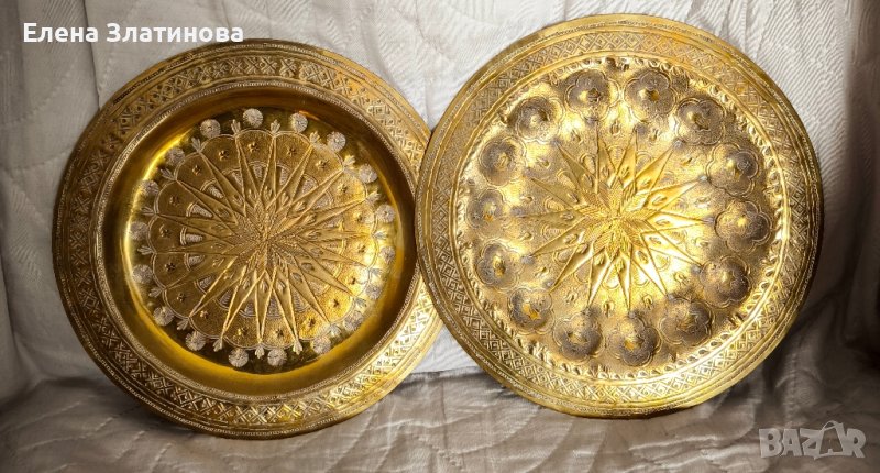 Две месингови чинии за стена, снимка 1