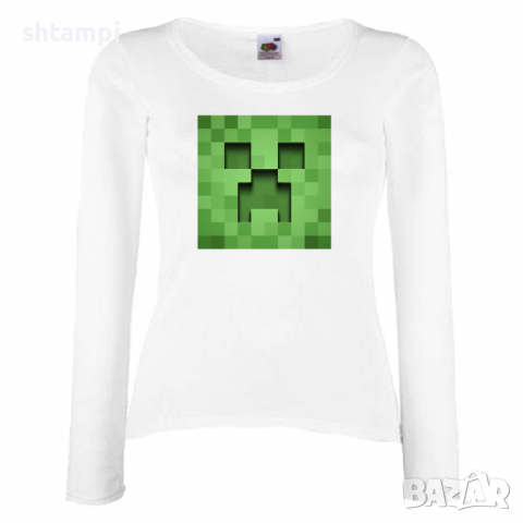 Дамска тениска Creeper Face 3 майнкрафт Minecraft,Игра,Забавление,подарък,Изненада,Рожден Ден., снимка 4 - Тениски - 36520640