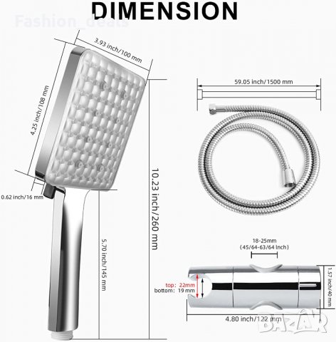 Нов универсален комплект за баня Душ глава с маркуч и стойка Хром, снимка 2 - Други стоки за дома - 34849405