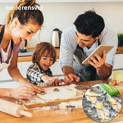 12 бр. Формички за бисквитки Комплект за печене, снимка 6 - Форми - 49596705