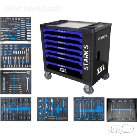 🧰 Професионална количка с инструменти - 258 части, снимка 6 - Куфари с инструменти - 53477890