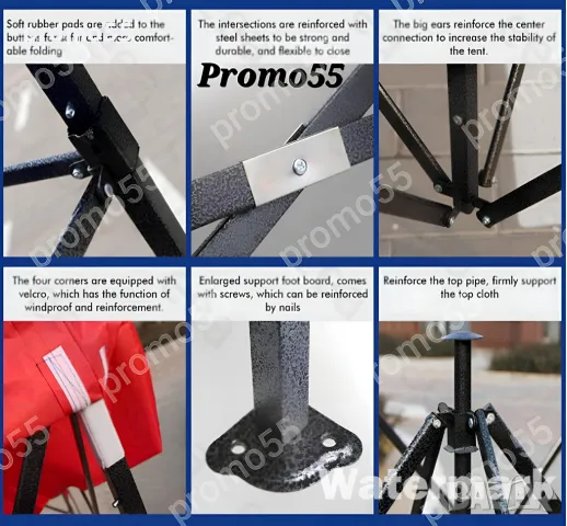 3х3м Сгъваема шатра 18кг. с непромокаемо покривало, снимка 12 - Градински мебели, декорация  - 49270272