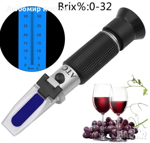 Рефрактометър за измерване на захари в разтвори по скала на Брикс 0 – 32%, снимка 4 - Други инструменти - 32773713
