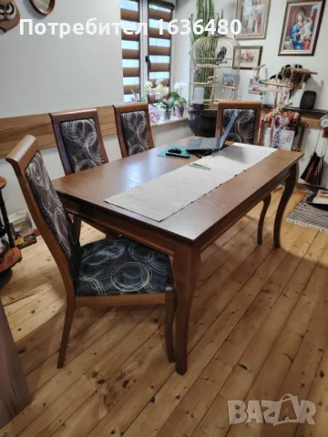 Кухненска маса + 6 стола, снимка 2 - Маси - 49150338