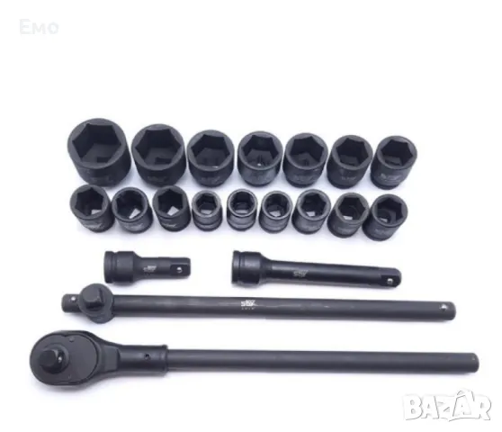 Комплект ударни вложки 3/4 с тресчотка - гедоре, снимка 2 - Куфари с инструменти - 48313223