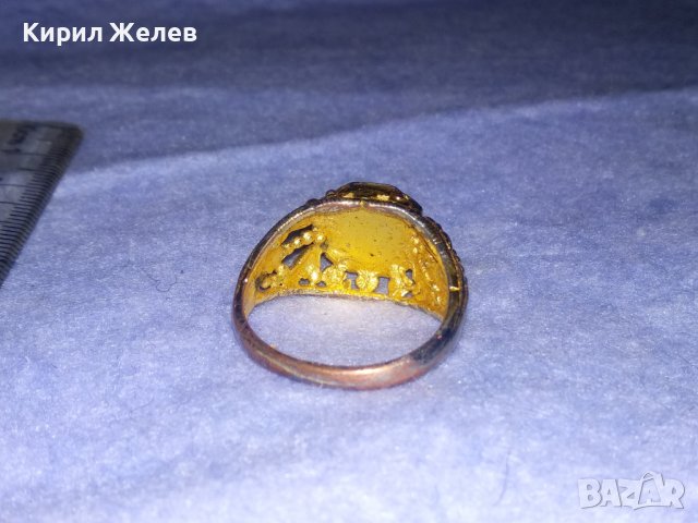 СТАР АЖУРЕН МЕДЕН ПОЗЛАТЕН ОРНАМЕНТИРАН РЕТРО СТИЛ ПРЪСТЕН 36619, снимка 12 - Пръстени - 39723564
