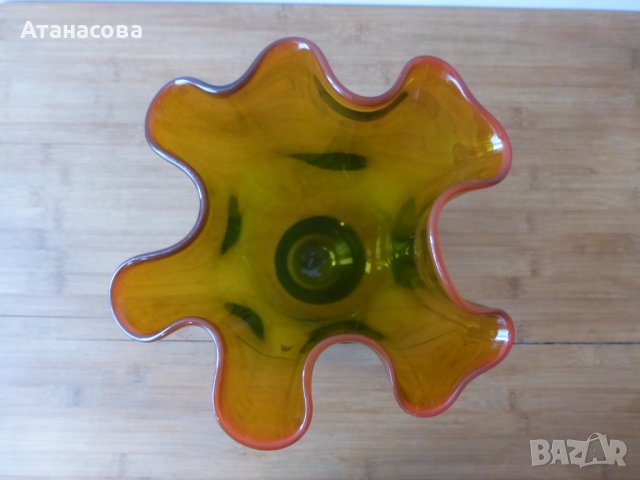 Стъклена ваза Мурано VENINI Amber, снимка 4 - Вази - 43822424