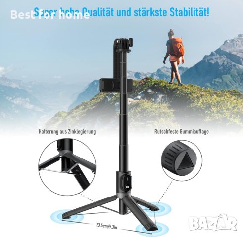 4 в 1 Bluetooth селфи стик,статив,монопод с дистанционно,110 см, снимка 6 - Селфи стикове, аксесоари - 43383419