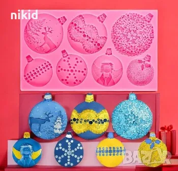 Декорирани коледни топки топка силиконов молд форма фондан шоколад гипс декор