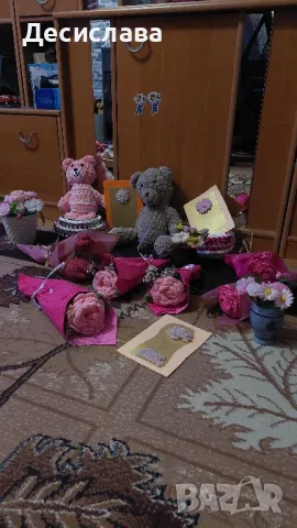 букет от свещи,плетени играчки и цветя, снимка 9 - Колекции - 48977524
