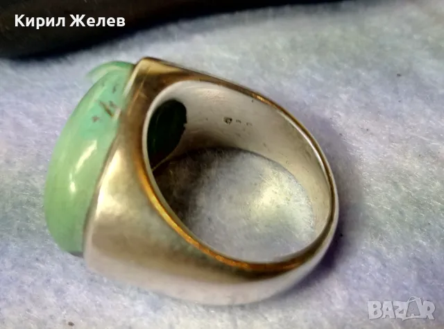 ШАРМАНТЕН ТЮРКОАЗЕН СРЕБЪРЕН ПРЪСТЕН СРЕБРО 925 ЮВЕЛИРНА ВИНТИДЖ АРТ ИЗРАБОТКА 49310, снимка 12 - Пръстени - 49275215