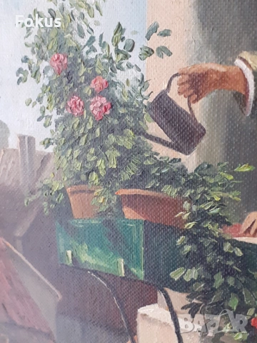 Рисувана с масло репродукция на картина на Carl SPITZWEG, снимка 2 - Антикварни и старинни предмети - 53423055