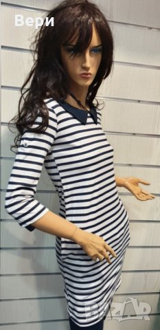 Страхотна нова дамска свободно падаща моряшка рокля с яка, снимка 14 - Рокли - 28375461