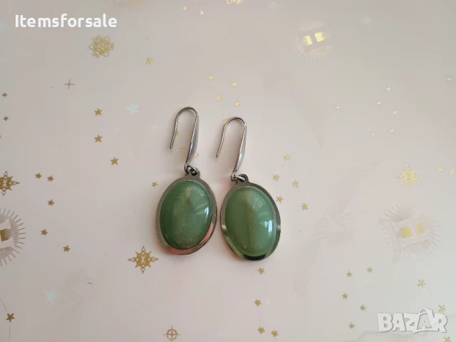 Продавам обици с авантюрин и слънчев камък, снимка 2 - Обеци - 51098351