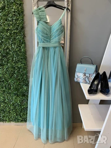 ⭐️Дълги официални рокли с тюл и ефектен акцент на рамото  