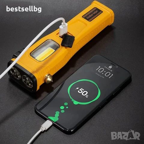 Мощен акумулаторен LED фенер със соларен панел къмпинг лампа осветление за аварии автомобил палатка, снимка 3 - Къмпинг осветление - 50861553