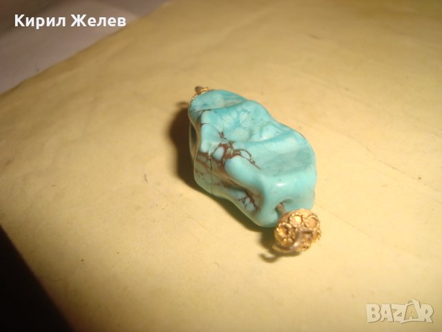 СТАРИНЕН ФИЛИГРАННО УКРАСЕН ПОСРЕБРЕН НАКИТ ВИСУЛКА с НАТУРАЛЕН ТЮРКОАЗ 20156, снимка 4 - Антикварни и старинни предмети - 35596739