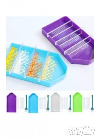 Тавичка за мъниста с 3 прегради лилава, снимка 1