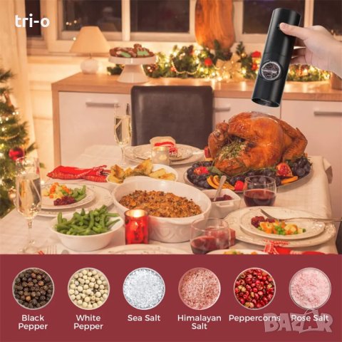 Електрическа мелничка за подправки, сол и черен пипер с регулируема грубост, снимка 2 - Други - 43375304
