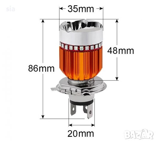 LED крушка за мотор, H4, 6000K, 12V, 3000Lm, снимка 2 - Аксесоари и консумативи - 36811889
