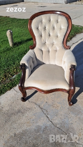Кресло антикварно махагон №056, снимка 2 - Дивани и мека мебел - 52520485