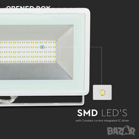 50W LED Прожектор Е-Series Бяло Тяло Бяла Светлина, 6500K, 4250 lumens, снимка 5 - Прожектори - 37646457